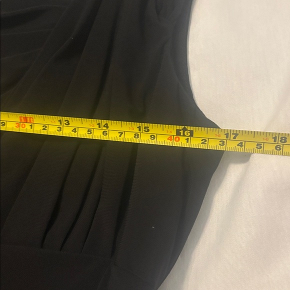 Ralph Lauren Black Ruched Cap Sleeve Asymmetrical Dress SZ 12 LBD Midi bodycon - Picture 5 of 10